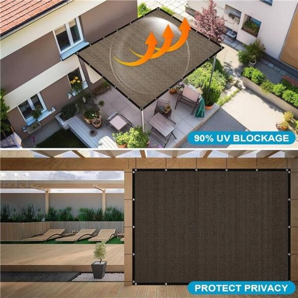 Pergola Shade Cover 8'X12' Outdoor Sun Shade Cloth with Grommets Shade Tarp - Picture 2 of 6